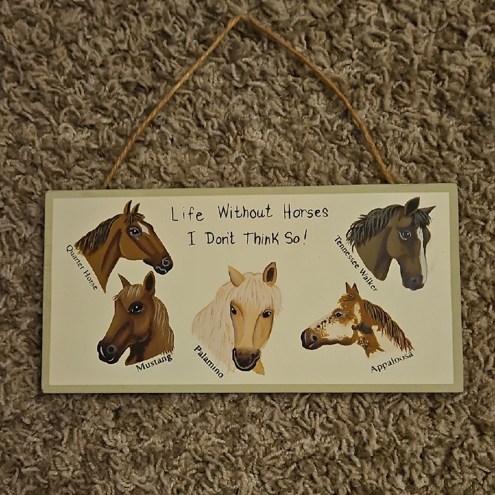 Hand Crafted Equestrian Wall Sign with Horse Portraits